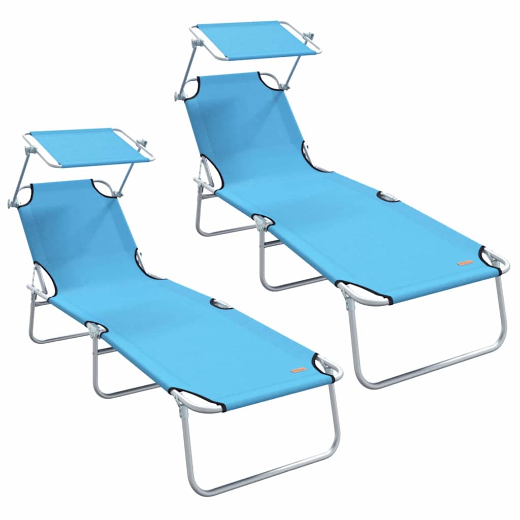 Ligstoel 2 pcs Heldere Blauw 58 x 188 x 77cm Polyester