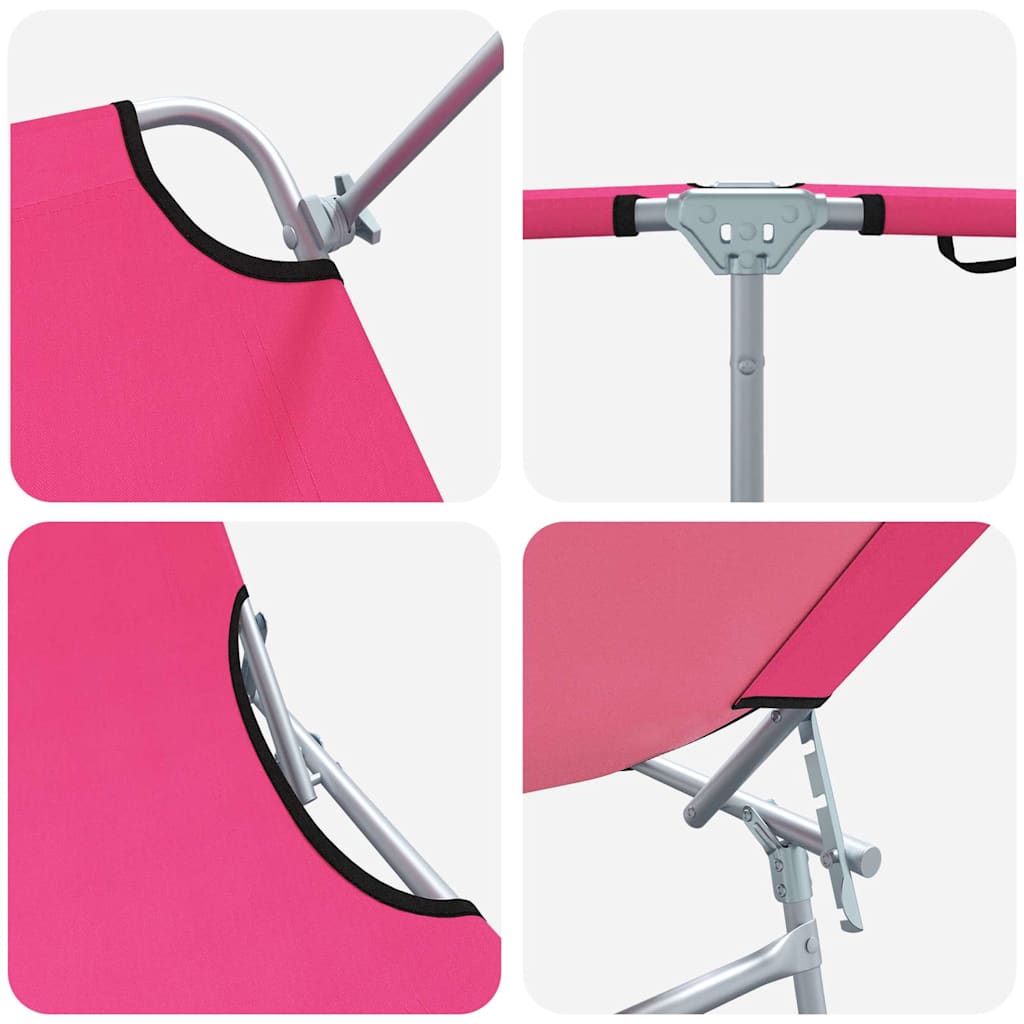 Ligstoel 2 pcs Roze 58 x 188 x 77cm Polyester