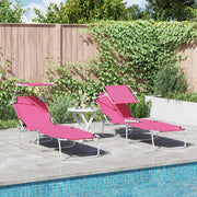 Ligstoel roze 58 x 188 x 77 cm polyester