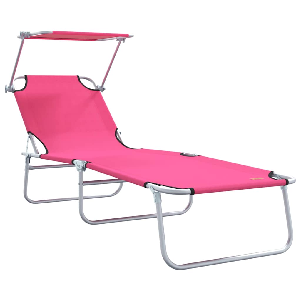 Ligstoel 2 pcs Roze 58 x 188 x 77cm Polyester