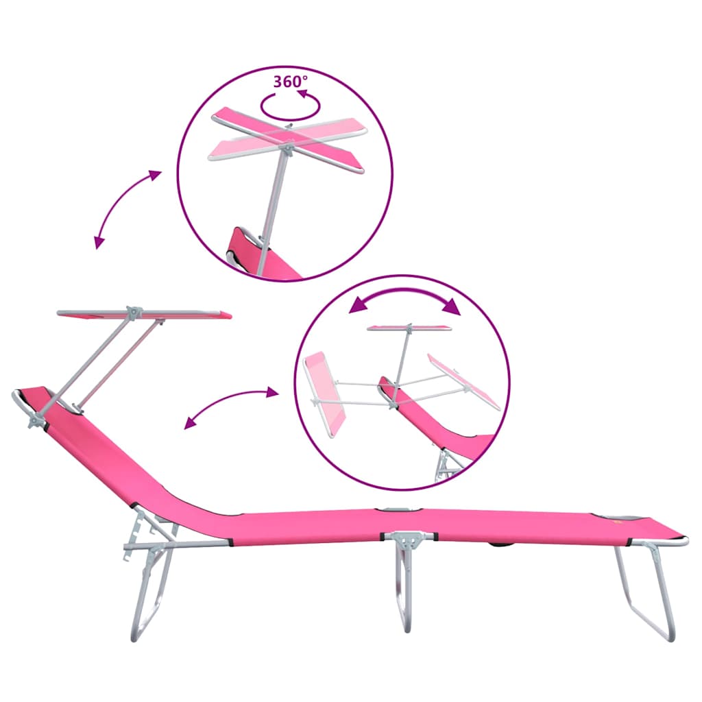Ligstoel 2 pcs Roze 58 x 188 x 77cm Polyester