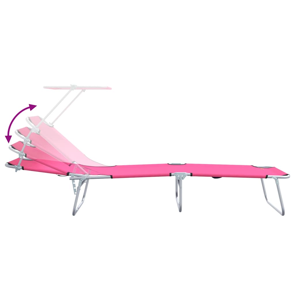 Ligstoel 2 pcs Roze 58 x 188 x 77cm Polyester