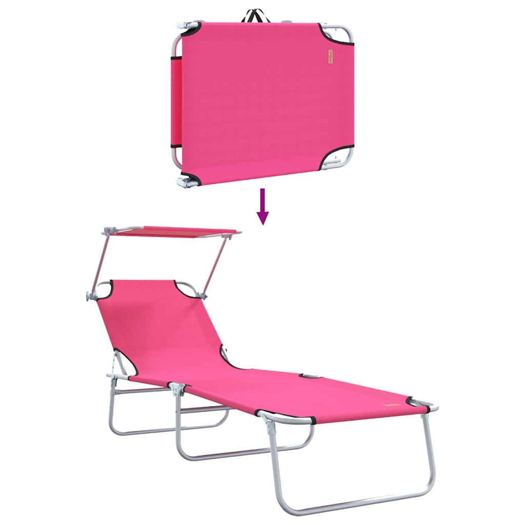 Ligstoel 2 pcs Roze 58 x 188 x 77cm Polyester