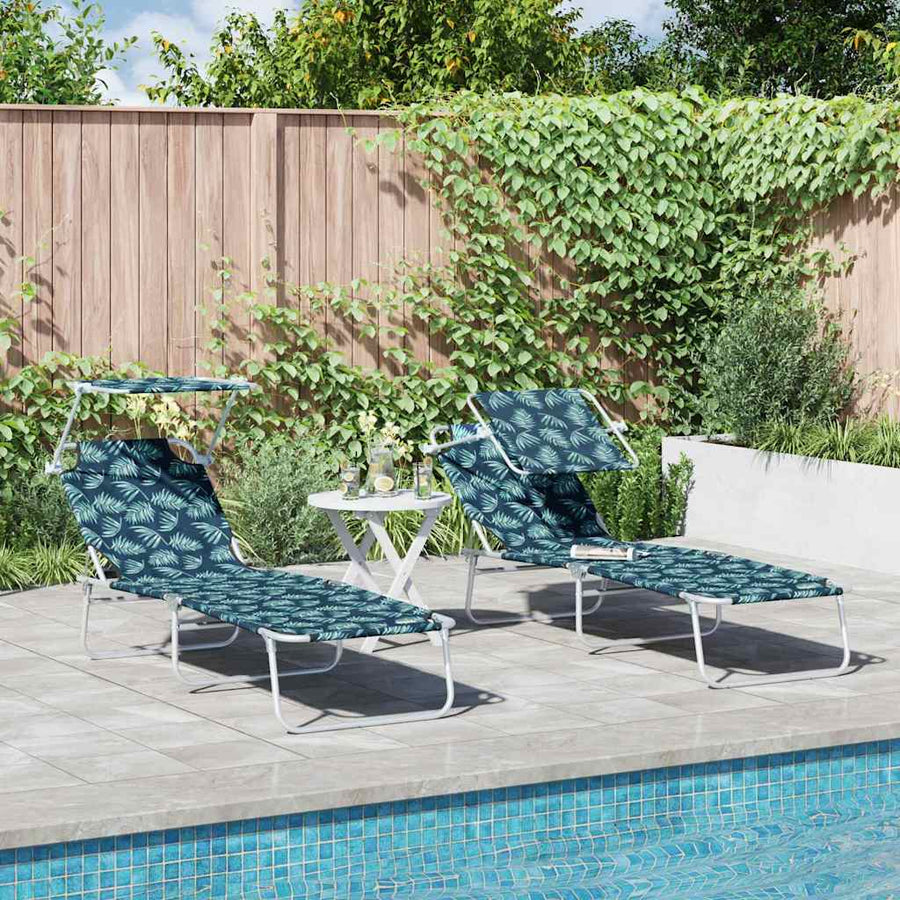 Ligstoel 2 pcs Groen 58 x 188 x 77cm Polyester