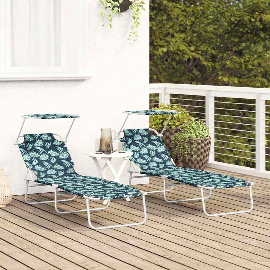 Ligstoel 2 pcs Groen 58 x 188 x 77cm Polyester