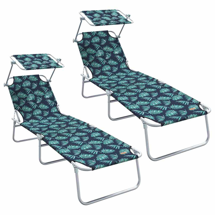 Ligstoel 2 pcs Groen 58 x 188 x 77cm Polyester