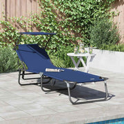 Zonnebed opvouwbaar blauw 190x57x81 cm oxford