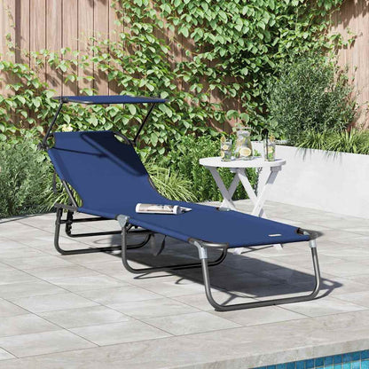 Opvouwbare zonnebed Blauw 190 x 57 x 81 cm oxford