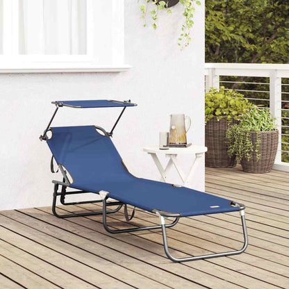 Opvouwbare zonnebed Blauw 190 x 57 x 81 cm oxford