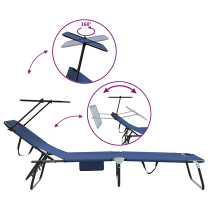 Opvouwbare zonnebed Blauw 190 x 57 x 81 cm oxford