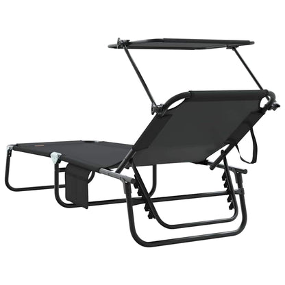 Opvouwbare zonnebed Zwart 190 x 57 x 81 cm oxford