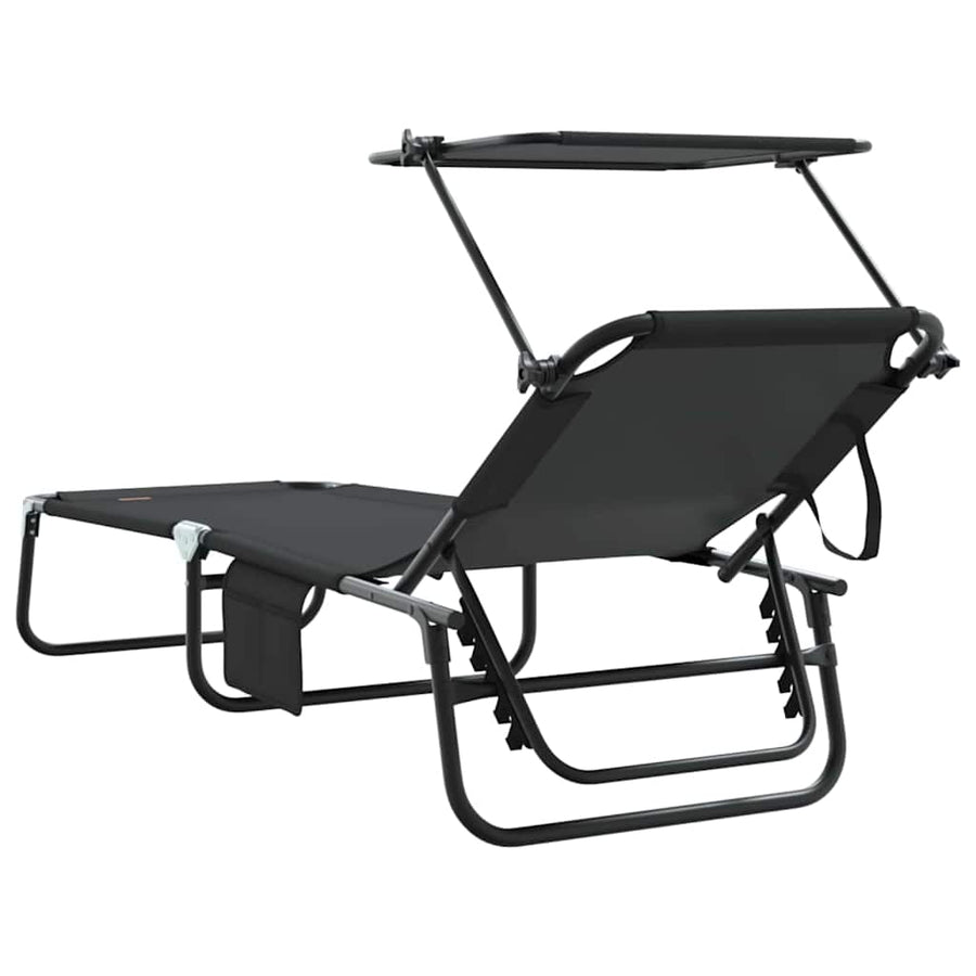 Opvouwbare zonnebed Zwart 190 x 57 x 81 cm oxford