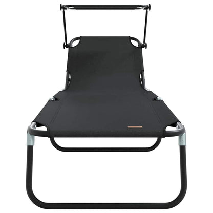 Opvouwbare zonnebed Zwart 190 x 57 x 81 cm oxford