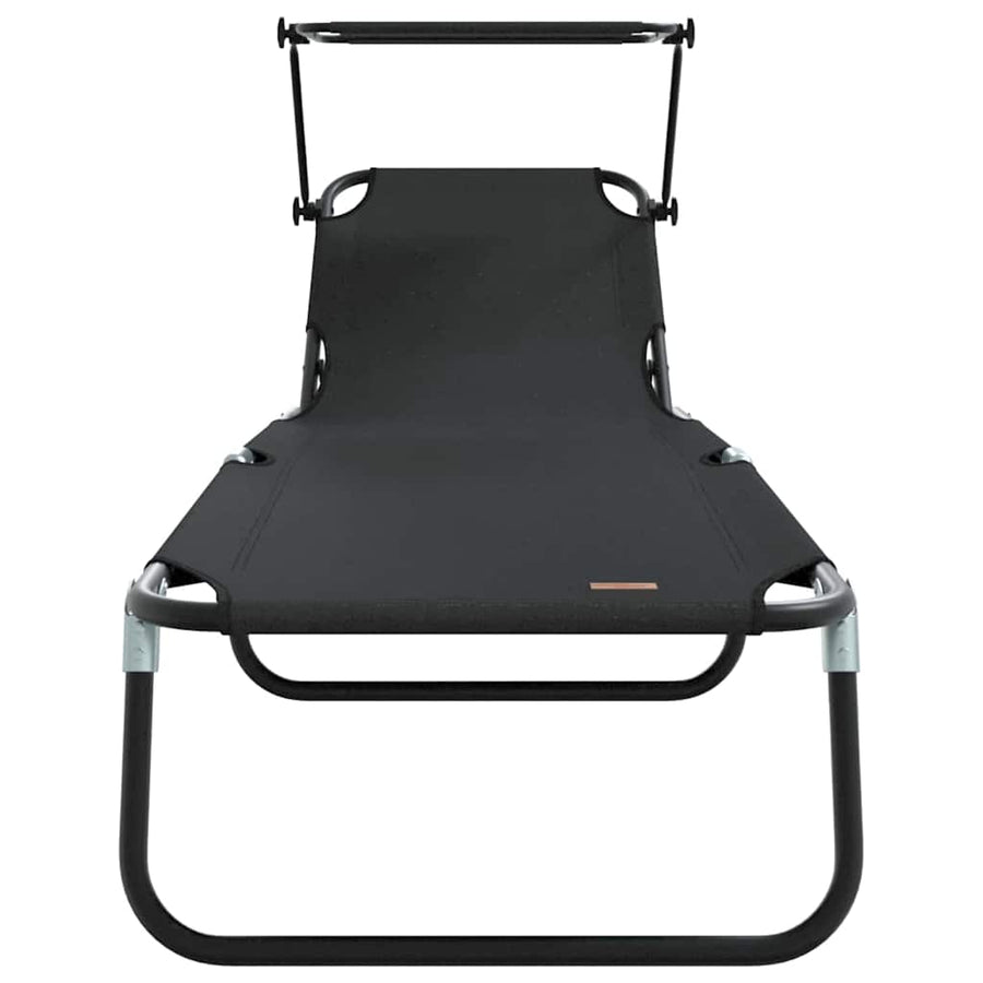 Opvouwbare zonnebed Zwart 190 x 57 x 81 cm oxford