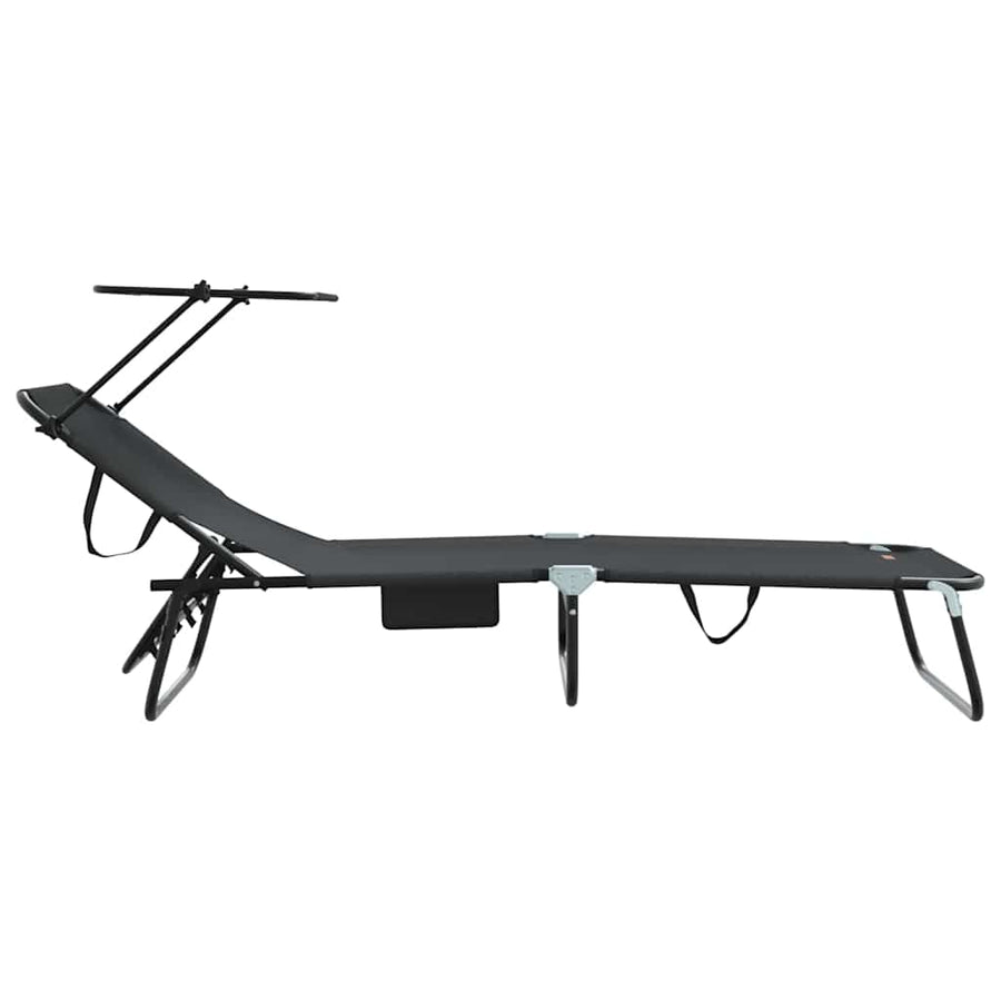 Opvouwbare zonnebed Zwart 190 x 57 x 81 cm oxford