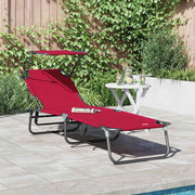 Zonnebed opvouwbaar rood 190x57x81 cm oxford
