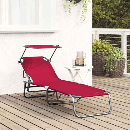 Opvouwbare zonnebed Rood 190 x 57 x 81 cm oxford