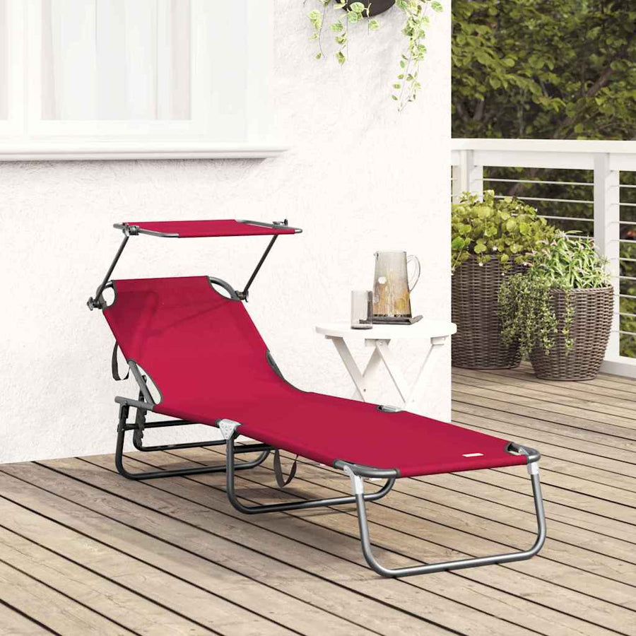 Opvouwbare zonnebed Rood 190 x 57 x 81 cm oxford