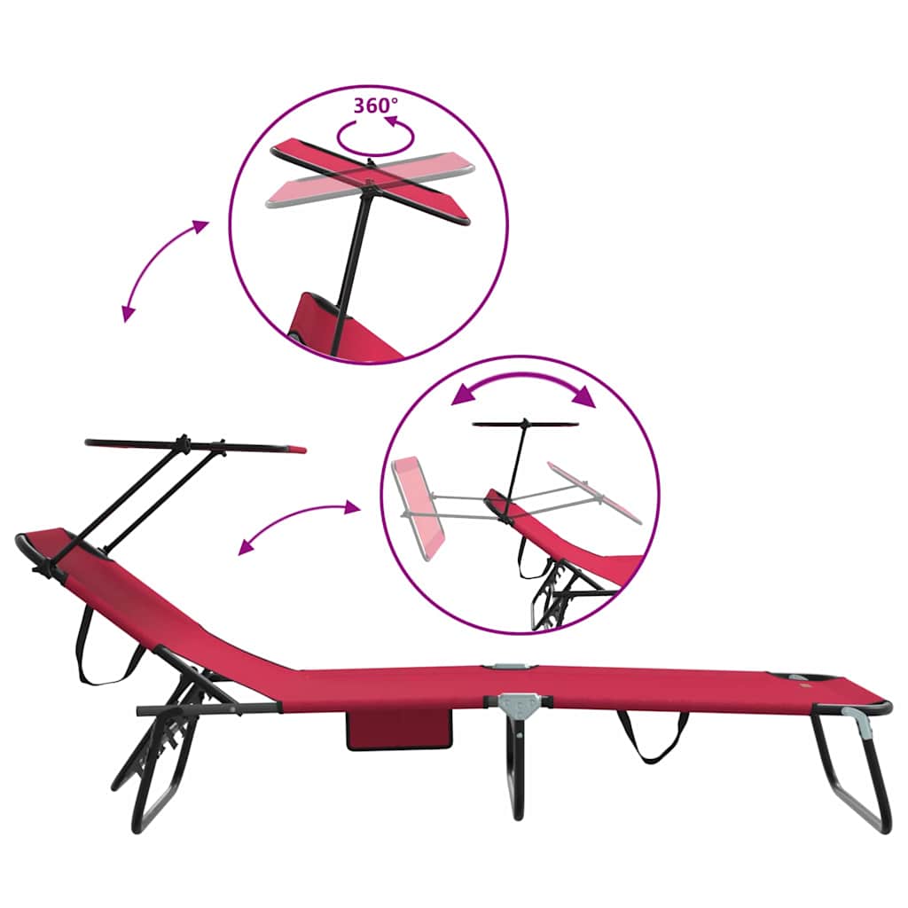 Opvouwbare zonnebed Rood 190 x 57 x 81 cm oxford