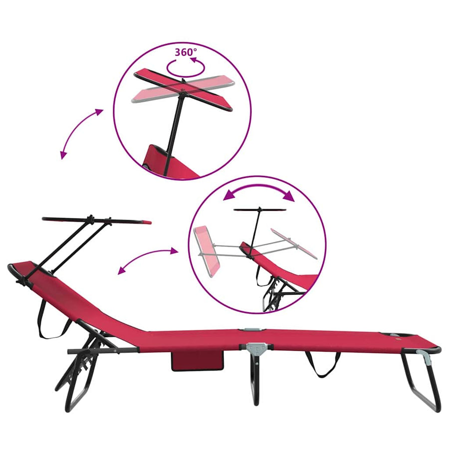 Opvouwbare zonnebed Rood 190 x 57 x 81 cm oxford
