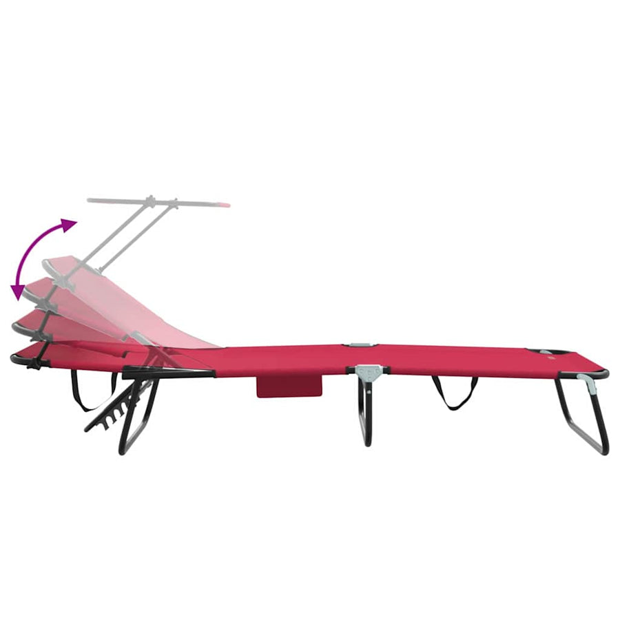 Opvouwbare zonnebed Rood 190 x 57 x 81 cm oxford