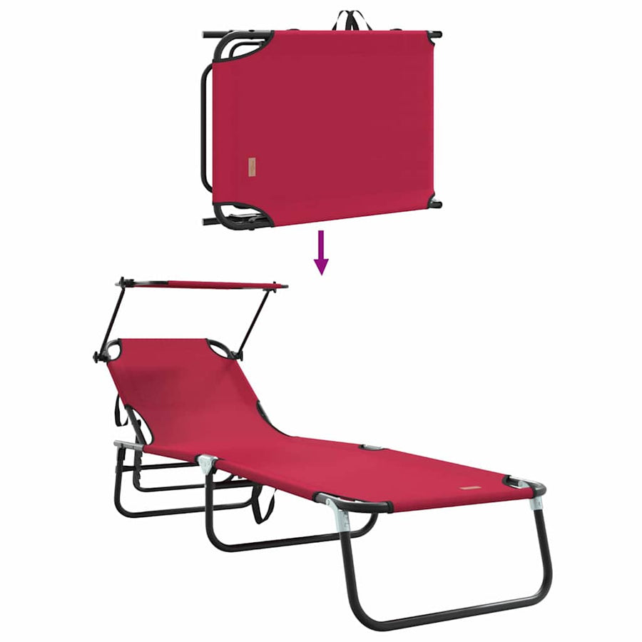 Opvouwbare zonnebed Rood 190 x 57 x 81 cm oxford