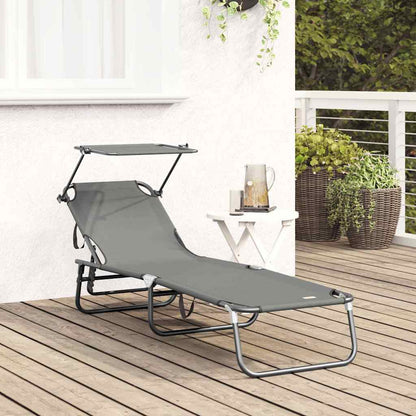 Opvouwbare zonnebed Grijs 190 x 57 x 81 cm oxford
