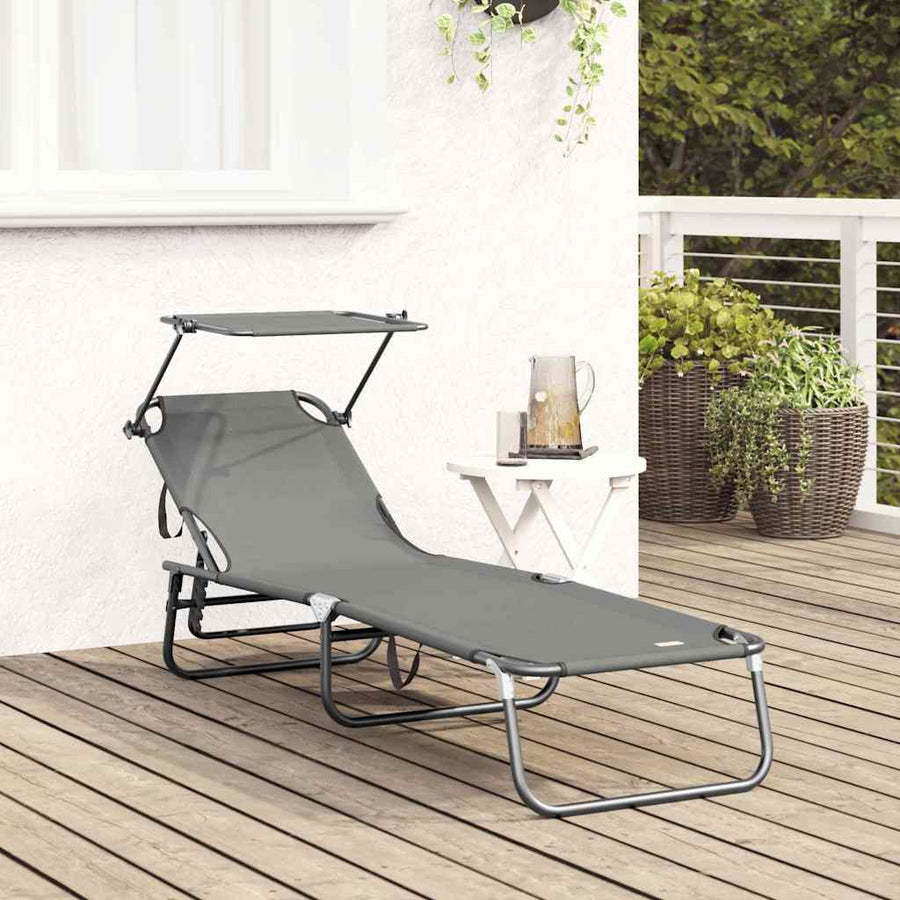 Opvouwbare zonnebed Grijs 190 x 57 x 81 cm oxford