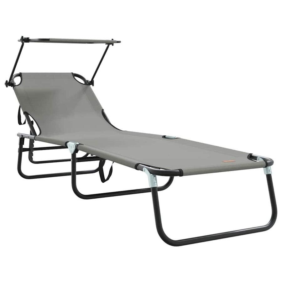 Opvouwbare zonnebed Grijs 190 x 57 x 81 cm oxford
