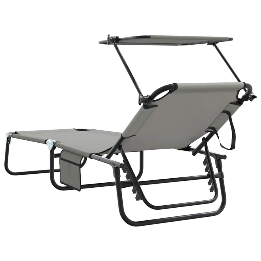 Opvouwbare zonnebed Grijs 190 x 57 x 81 cm oxford