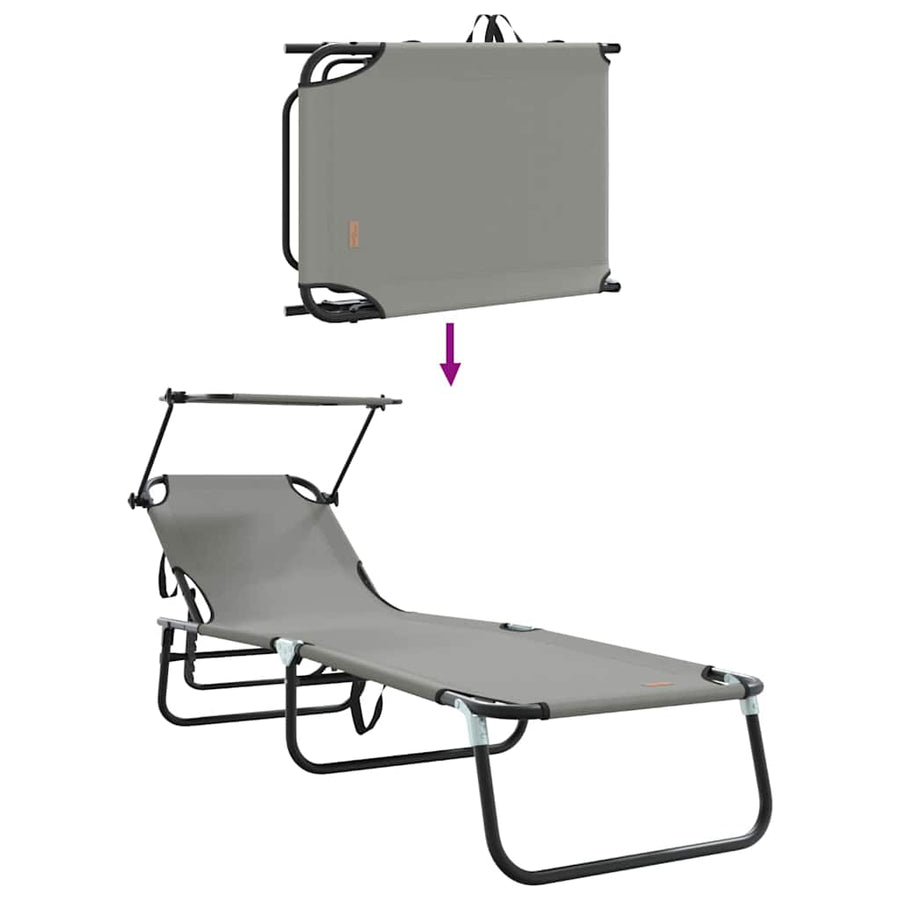 Opvouwbare zonnebed Grijs 190 x 57 x 81 cm oxford