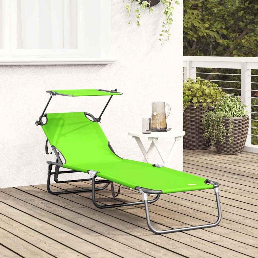 Opvouwbare zonnebed Groen 190 x 57 x 81 cm oxford