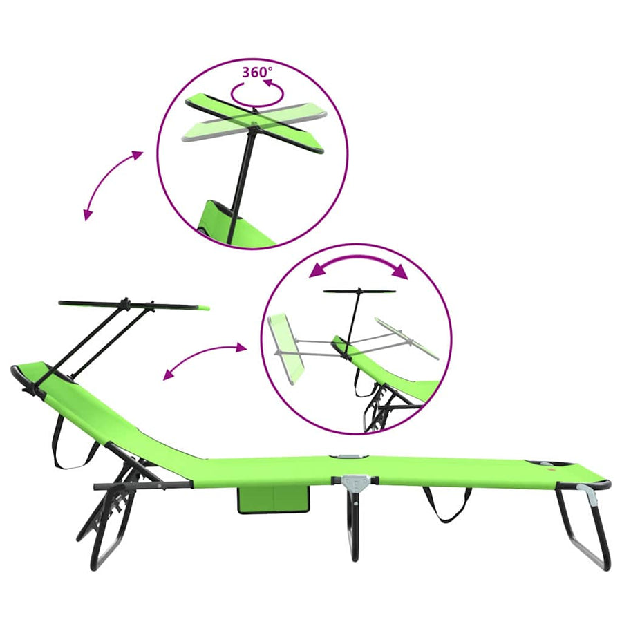 Opvouwbare zonnebed Groen 190 x 57 x 81 cm oxford