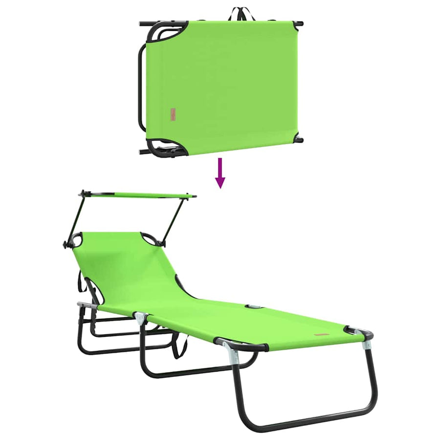 Opvouwbare zonnebed Groen 190 x 57 x 81 cm oxford