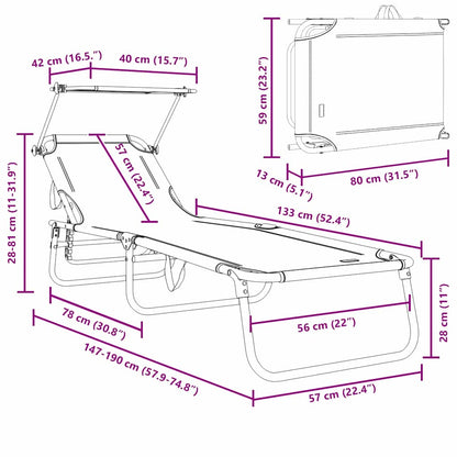 Opvouwbare zonnebed Groen 190 x 57 x 81 cm oxford