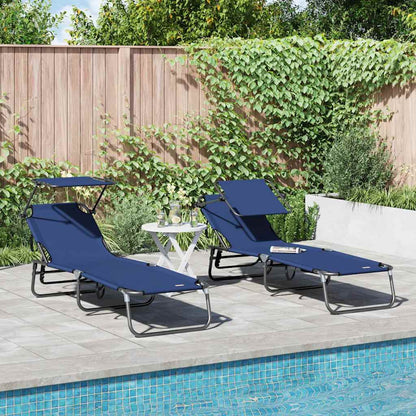 Opvouwbare zonnebed 2 pcs Blauw 190 x 57 x 81 cm oxford