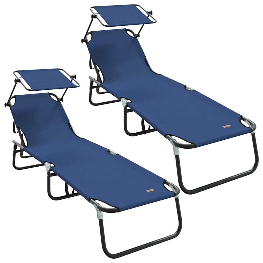 Opvouwbare zonnebed 2 pcs Blauw 190 x 57 x 81 cm oxford