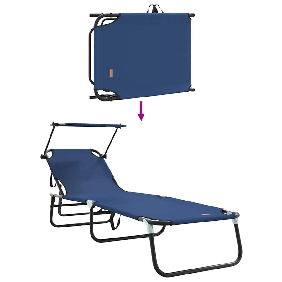 Opvouwbare zonnebed 2 pcs Blauw 190 x 57 x 81 cm oxford