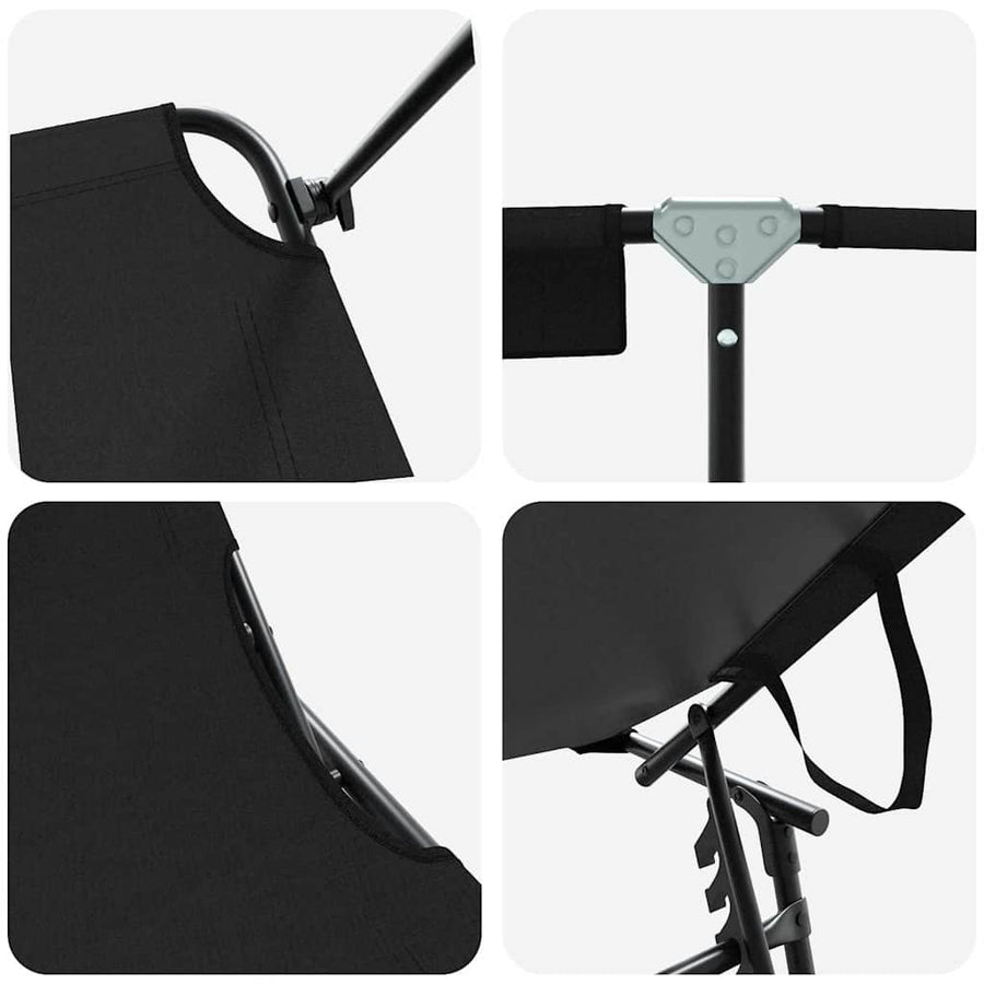 Opvouwbare zonnebed 2 pcs Zwart 190 x 57 x 81 cm oxford
