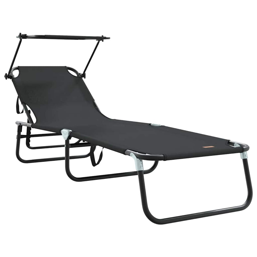 Opvouwbare zonnebed 2 pcs Zwart 190 x 57 x 81 cm oxford