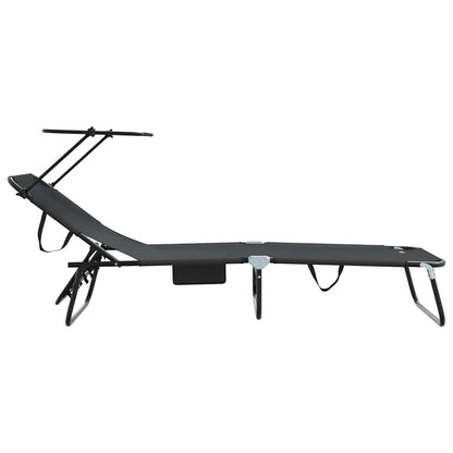 Opvouwbare zonnebed 2 pcs Zwart 190 x 57 x 81 cm oxford