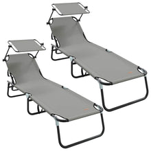 Opvouwbare zonnebed 2 pcs Grijs 190 x 57 x 81 cm oxford