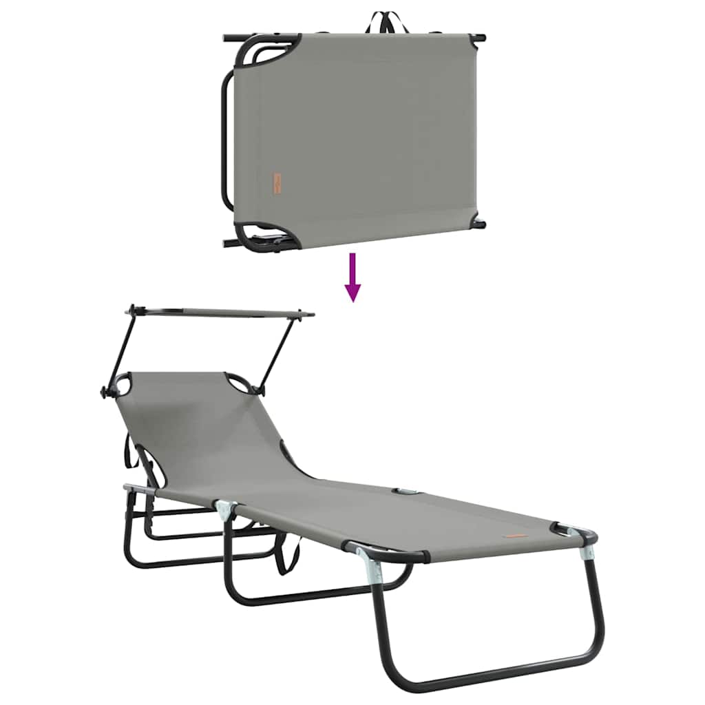 Opvouwbare zonnebed 2 pcs Grijs 190 x 57 x 81 cm oxford