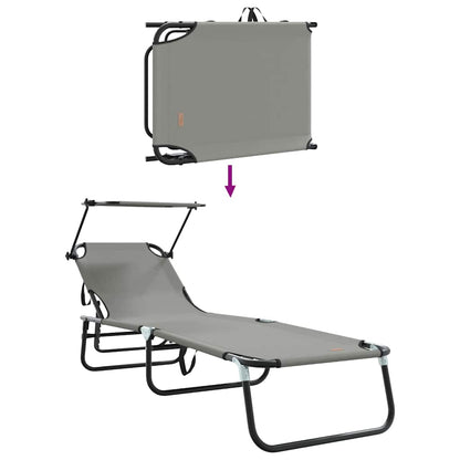 Opvouwbare zonnebed 2 pcs Grijs 190 x 57 x 81 cm oxford