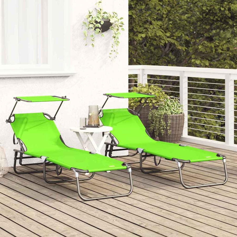 Opvouwbare zonnebed 2 pcs Groen 190 x 57 x 81 cm oxford