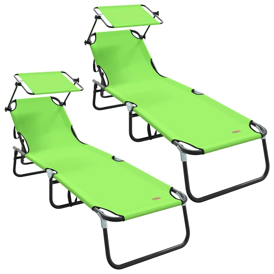 Opvouwbare zonnebed 2 pcs Groen 190 x 57 x 81 cm oxford