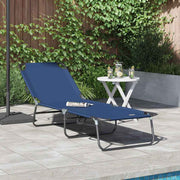 Ligstoel opvouwbaar blauw 188x57x86,5 cm polyester