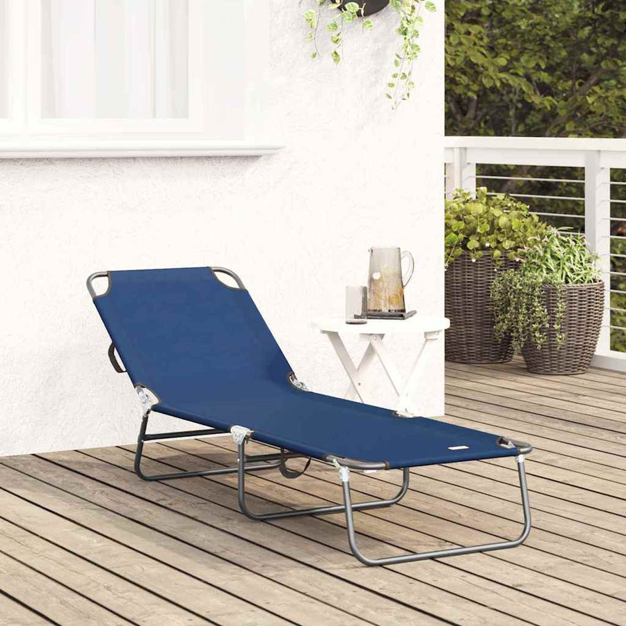 Opvouwbare zonnebed Blauw 188 x 57 x 86,5 cm Polyester
