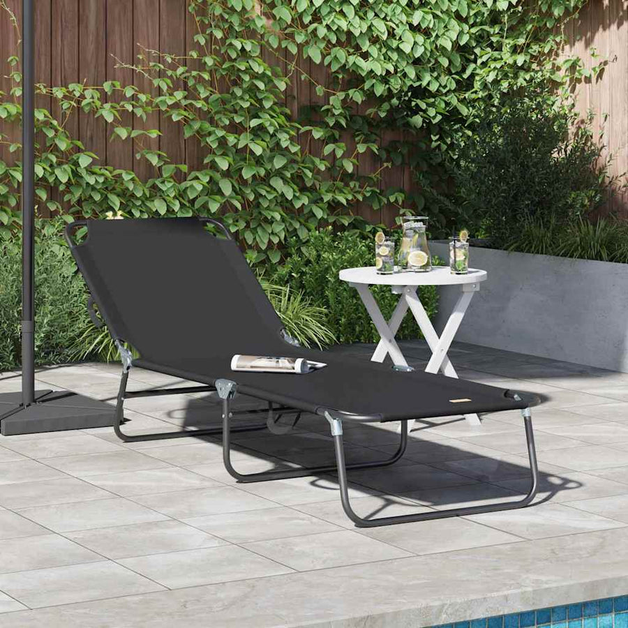 Opvouwbare zonnebed Zwart 188 x 57 x 86,5 cm Polyester