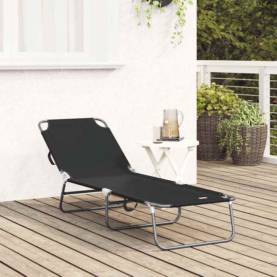 Opvouwbare zonnebed Zwart 188 x 57 x 86,5 cm Polyester